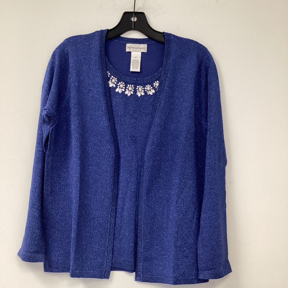 Great-2Fer sweater glitter metallic n pearls embroidered